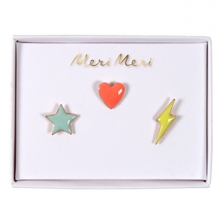 Star, heart, flash pins