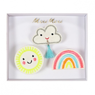 Weather faces brooches